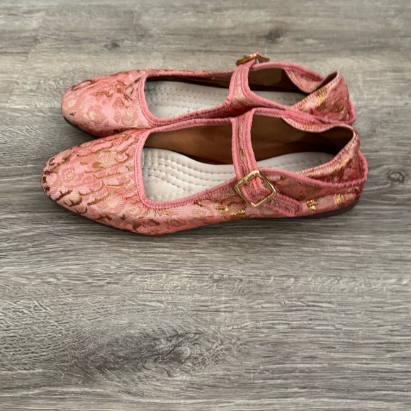 Women's Free People Evie Mary Jane Pink Brocade Lace Convertible Flats In Pink - Picture 5 of 15